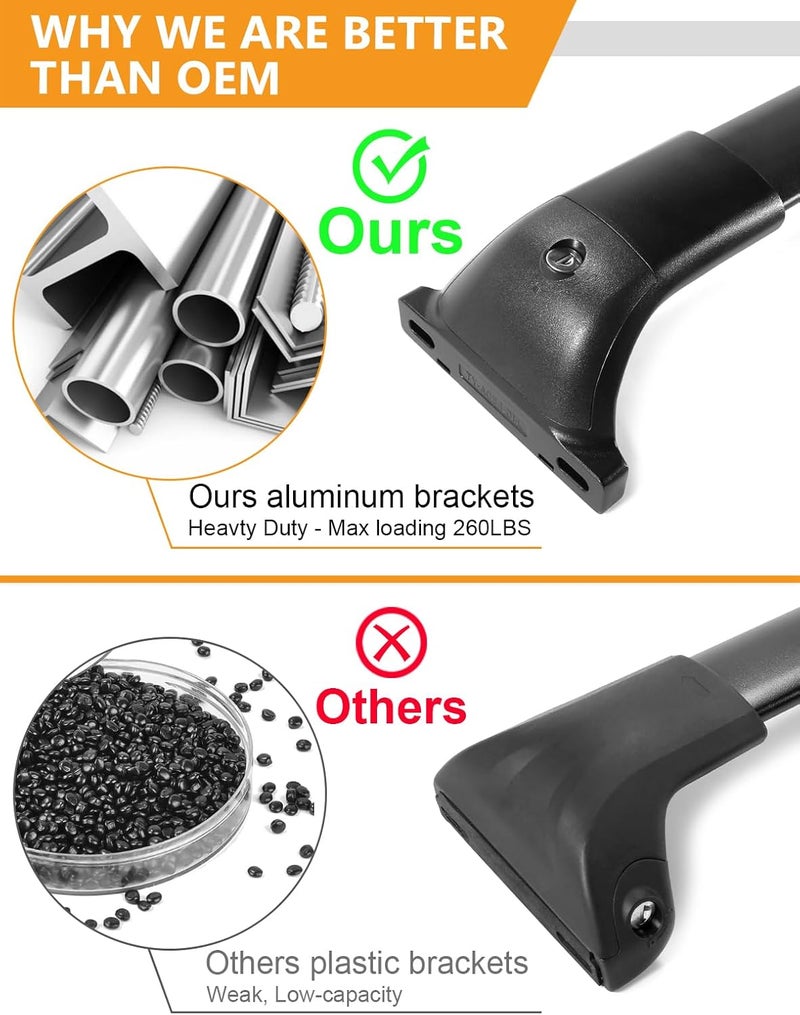 KINGGERI 260lbs Lockable Roof Rack Cross Bar Compatible with Chevrolet Chevy Traverse 2018-2021. Heavy Duty All Aluminum Crossbars Rooftop Cargo Basket Luggage Kayak Canoe Snowboard Bike - Image 5